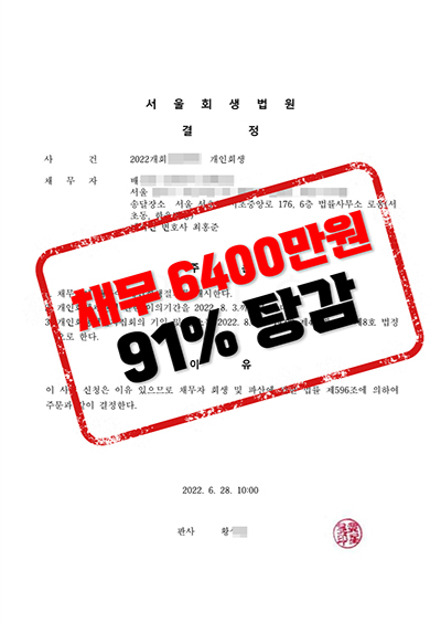 약 58% 탕감